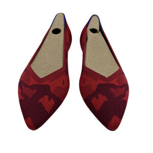 Rothy’s Red Camo Knit Point Toe Slip On Ballet Flat size 11 NWOT